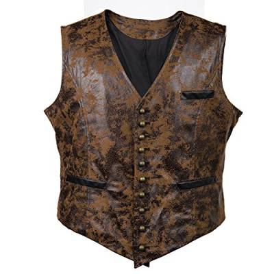 Bslingerie® Herren Steampunk Kunstleder Weste, Braun 2, XXL von Bslingerie