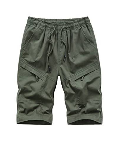 Btmpmcs Herren Cargo Shorts aus Baumwolle Vintage Chino Shorts mit vielen Taschen Sommer Bermuda Kurze Hose Outdoor Freizeithose Arbeits-Hose kurz Gummibund mit Tunnelzug von Btmpmcs