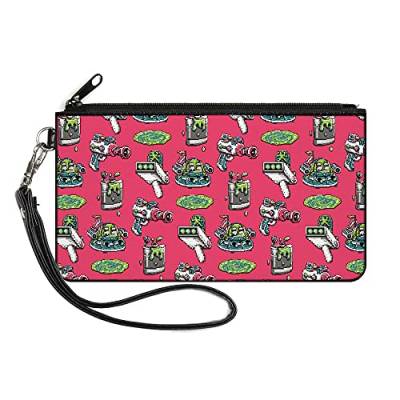 Buckle-Down Rick and Morty Wallet, Zip Clutch, Rick and Morty Pixelverse Icons Scattered Pink, Canvas, Rick and Morty, 20 cm x 13 cm von Buckle-Down