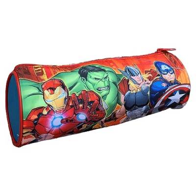 CARTOON Tombolino Federmäppchen rund Schule Schule Schreibwaren Organizer Stifthalter Bleistifte Farben, rot, 22 x 8 x 8 cm, Avengers (1) von CARTOON