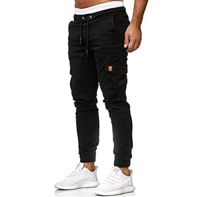 Baggyhose mit Kordelzug Herren Slim Fit Strech Cargohose Einfarbig Wanderhose Mode Atmungsaktive Trekkinghose Lässige Bequeme Stoffhose Leichte Laufhose Jogginghose von CCOOfhhc