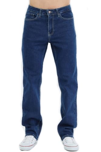 CEDY DENIM - Baggy Jeans Herren Stretch, Jeanshose Herren Straight Cut, Lang Streetwear Hosen Herren CD346 (40W/32L, Blau) von CEDY DENIM