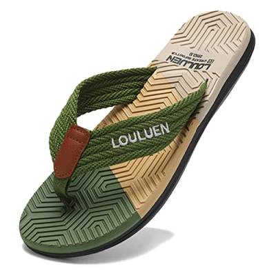 CELANDA Flip-On Zehentrenner Herren Flip Flops Badelatschen Strandschuhe Duschlatschen Freizeit Zehenstegpantolette Beach Sandalen,A Grün Gr.44 von CELANDA