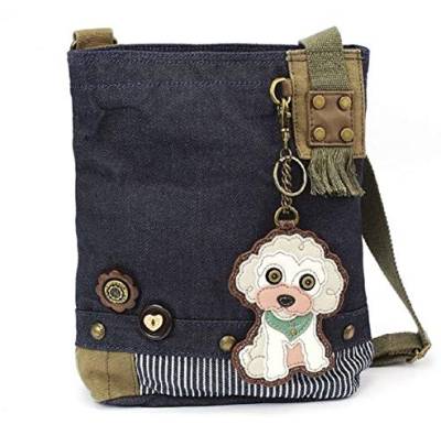 Chala Patch Crossbody Damen Handtasche, Jeansstoff, Blau, Poodle - Denim Blue von CHALA