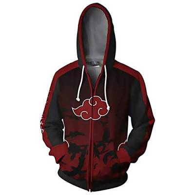 CHENMA Herren Anime Kakashi Itachi Akatsuki Langarm Bomberjacke mit durchgehendem Reißverschluss mit Kapuze jacke von CHENMA