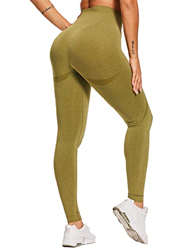 CLOUSPO Damen Leggings Sport Push Up Sportleggings Blickdicht Booty Hohe Taille Butt Lifting Yogahose mit Po Lifting Band（Olivergrün, S） von CLOUSPO