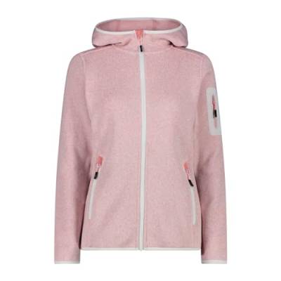 CMP Damen Strickjacke mit Fester Kapuze, Rose-Weiß, 52 von CMP