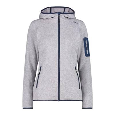 CMP Damen Strickjacke mit Fester Kapuze, Silber-Blau, 42 von CMP