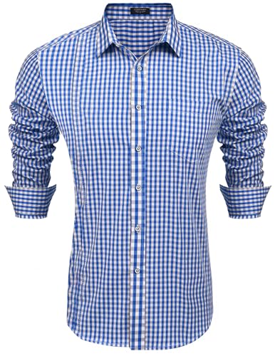 COOFANDY Herren Hemd Kariertes Langarm Oktoberfest Trachtenhemd Herren Slim Fit Herrenhemden Kariert Hemden von COOFANDY