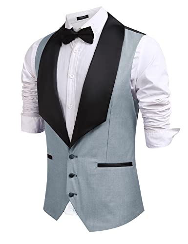 Coofandy Herren V-Ausschnitt Ärmellos Slim Fit Business Hochzeit Unterhemden Casual Anzug Westen Kleid Weste, hellgrau, Large von COOFANDY