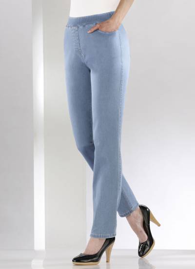 Bauchweg-Jeans in Schlupfform, Hellblau, Größe 48 von COSMA
