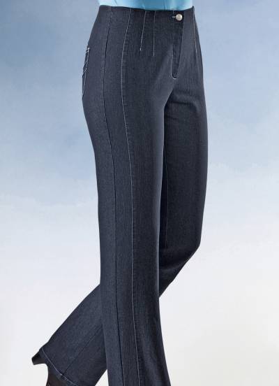 Jeans mit angeschnittenem Bund, Dunkelblau, Größe 23 von COSMA