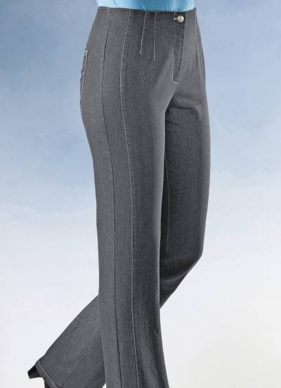 Jeans mit angeschnittenem Bund, Mittelgrau, Größe 24 von COSMA