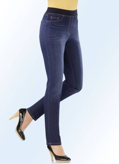 Power-Stretch-Jeans in Schlupfform, Dunkelblau, Größe 24 von COSMA