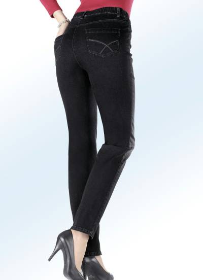 Superbequeme Jeans in 5-Pocket-Form, Schwarz, Größe 21 von COSMA