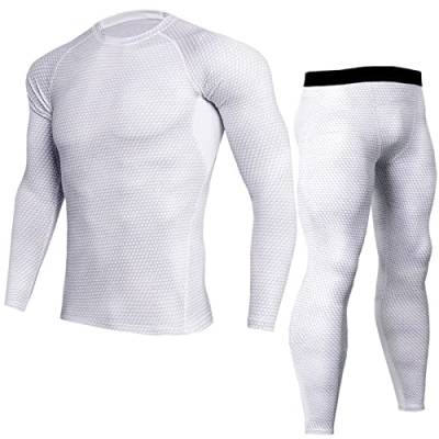 Langarm Herren Sport Running Set Kompressionsshirt Hose Hautdicht Lange Ärmel Schnell Trocken Fitness Trainingsanzug Gym Yoga Anzüge Funktionsshirt Sportkleidung Zweiteilig Fitness Laufkleidung von COZYDAY