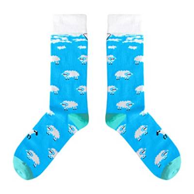 CUP OF SOX Herren und Damen Baumwolle Lustige Bunte Socken mit Schafe in der Pappbecher,Blau,37-40 von cup of sox