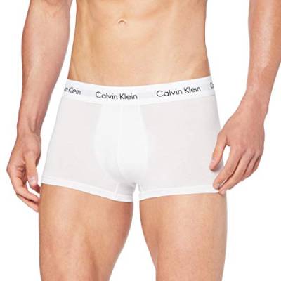 Calvin Klein Herren 3er Pack Boxershorts Low Rise Trunks Baumwolle mit Stretch, Weiß (White), S von Calvin Klein