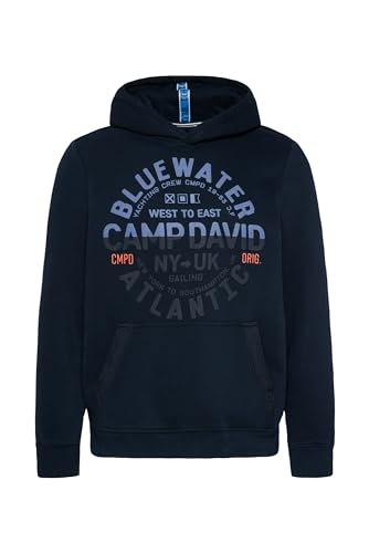 Camp David Herren Hoodie mit rundem Puff Print Blue Navy XXL von Camp David