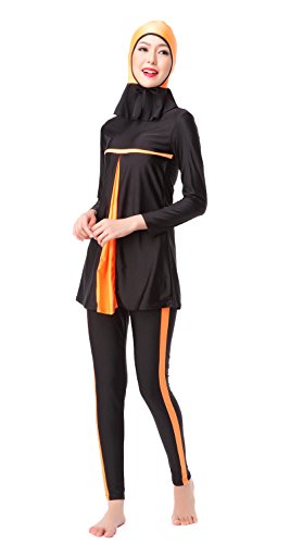 CaptainSwim Frauen voller Länge Lange muslimische islamische Burkini bescheidene Bademode (2XL, Orange) von CaptainSwim