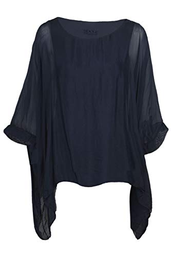 Cara Mia Tunika Bluse Sexy Seide Fledermaus Italy Blau 38 40 42 44 von Cara Mia