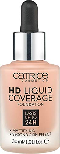 Catrice HD Liquid Coverage Foundation, Nr. 040, Nude, langanhaltend, mattierend, matt, für unreine Haut, vegan, ölfrei, wasserfest, ohne Alkohol, 3er Pack (3x30ml) von Catrice