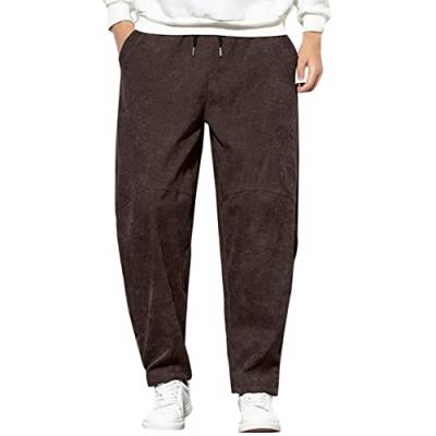 Celucke Herren Cord Hose Regular Fit Cordhosen Cordhose Lose Gerade Pants Freizeithose Mode Große Größen mit Kordelzug Hosen von Celucke