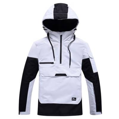 Celucke Skianzüge Warme Skijacke mit Kapuze für Herren Damen Patchwork Winterjacke Wasserdichte Nylon Jacke Halber Reißverschluss Softshelljacke mit Große Tasche Outdoor Funktionsjacke von Celucke