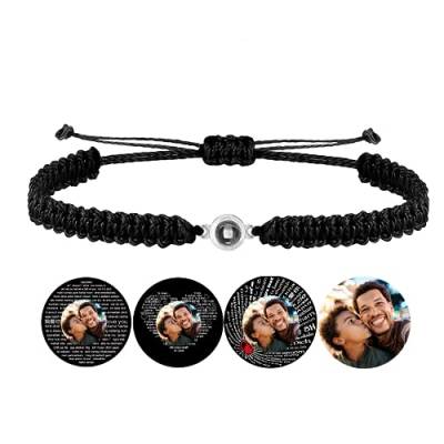 Certykllp Personalisierte Foto Projektion Armbänder mit Bild im Inneren benutzerdefinierte ich liebe dich einstellbares Bild Armband für Männer Frauen Jahrestag Weihnachten Memorial Geschenk von Certykllp