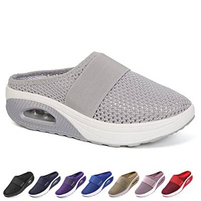 Orthopädische Schuhe Damen, Wmshoe Orthopädische Hausschuhe Für Frauen, Air Cushion Slip on Walking Shoes (Hellgrau, Adult, Women, Numeric_39, Numeric, eu_Footwear_Size_System, medium) von Chagoo