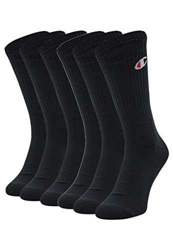 Champion 6 Paar Crew Socken Gr. 35 - 46 Unisex Tennissocken U24558, Farbe:Black, Socken & Strümpfe:35-38 von Champion