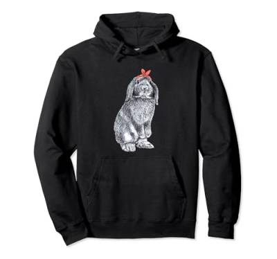 Niedliches Häschen Mama Kaninchen trägt Bandana Skizze Zeichnung Pullover Hoodie von Chesca's Cute Bunny Gifts