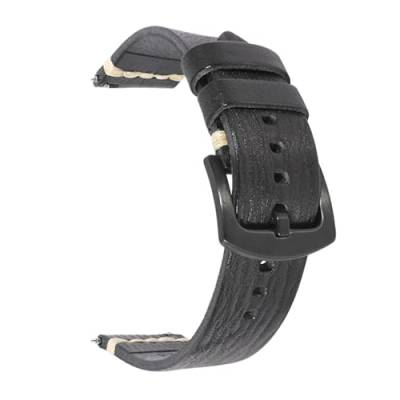 Chlikeyi Armband Leder 18-24mm, Schwarze schwarze Schnalle, 24mm von Chlikeyi