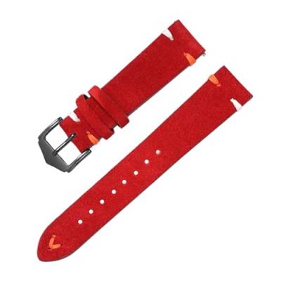 Chlikeyi Armband mit Schnellverschluss, Lederarmband, Wildlederarmband, 20-22mm, Rot, 22mm von Chlikeyi