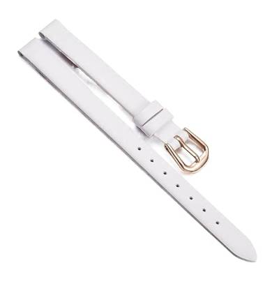 Chlikeyi Kleines, ultradünnes Uhrenarmband aus weichem Leder, echte Damenuhrenkette, einfarbig, 6-12mm, Weißes Roségold, 11 mm von Chlikeyi