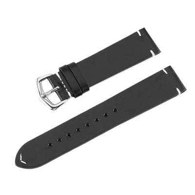 Chlikeyi Uhrenarmband Kalbsleder mit echtem Leder 18-24mm, Schwarz, 18mm von Chlikeyi