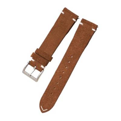 Chlikeyi Uhrenarmband Wildleder Echtleder 20-22mm Schnellverschluss, Hellbraun, 20mm von Chlikeyi