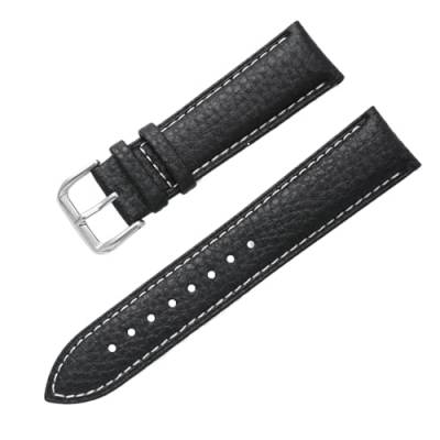 Chlikeyi Uhrenarmband aus echtem Leder, 12-24mm, Uhrenzubehör, mehrfarbig, Schwarze weiße Linie, 16mm von Chlikeyi