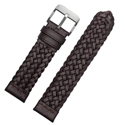 Chlikeyi Uhrenarmband aus echtem Leder, geflochten, 20-24 mm, für Männer und Frauen, universelles Schnellverschluss-Armband aus Rindsleder von Chlikeyi