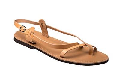 Ciffre Damen Echt Leder Riemchen Sandale Sandalen Sandalette Kreta Beige Natur 40 von Ciffre