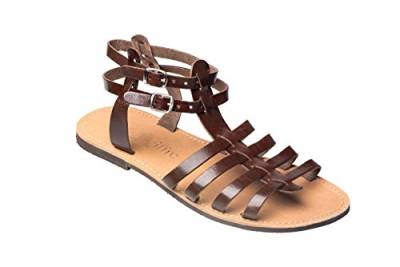 Ciffre Römer Damen Sandalen Echt Leder Römersandale Sandaletten Kreta Riemchen Braun 37 von Ciffre