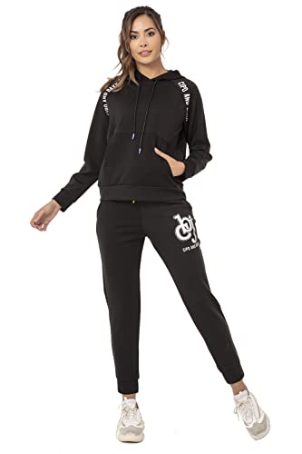 Cipo & Baxx Damen Jogginganzug Sportanzug Hose Kapuzensweat Freizeit Jogging Suit Jacke Hoodie WLR147 Schwarz L von Cipo & Baxx