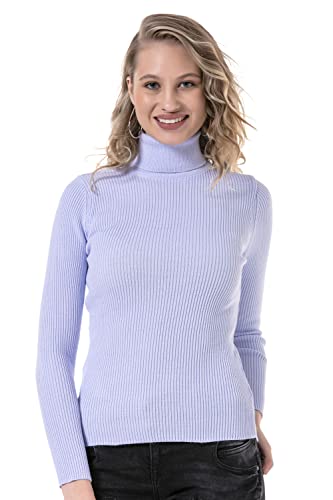 Cipo & Baxx Damen Rollkragenpullover Strick Langarm Pulli Sweater WP227 Hellblau XL von Cipo & Baxx