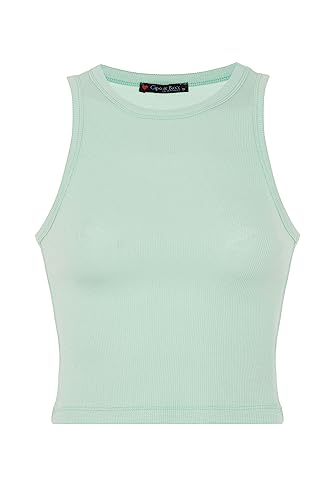 Cipo & Baxx Damen Tanktop T-Shirt Trägertop Crop Top Gerippt Shirt Ärmellos WU105 Mint M von Cipo & Baxx