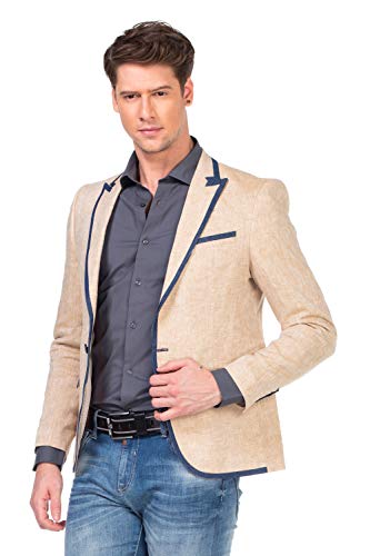 Cipo & Baxx Herren Freizeit Sakko Klassich Modern Blazer Schmal Men Sakko Mustard Gr.52 von Cipo & Baxx