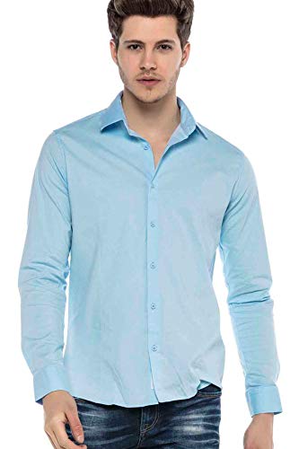 Cipo & Baxx Herren Hemd Shirt Business Freizeithemd Langarm Casual CH161 Blau XXL von Cipo & Baxx