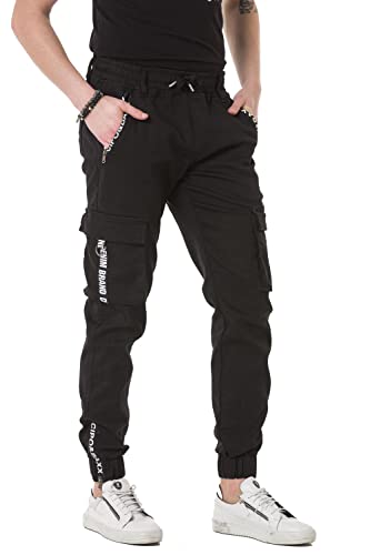 Cipo & Baxx Herren Hose Sporthose Cargo Freizeit Baumwolle CD788 Schwarz W40-L32 von Cipo & Baxx