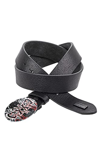 Cipo & Baxx Herren Ledergürtel Belt Schlangenprint Oval Schließe Markenbadge Rockig Gürtel CG203 Schwarz Gr.110 von Cipo & Baxx