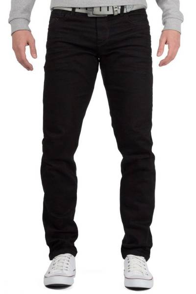 Cipo & Baxx Slim-fit-Jeans Herren Hose BA-CD319A in Schwarz mit dicken Nähten von Cipo & Baxx