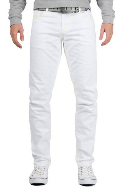 Cipo & Baxx Slim-fit-Jeans Herren Hose BA-CD319C in Weiß mit Beigen Kontrastnähten von Cipo & Baxx